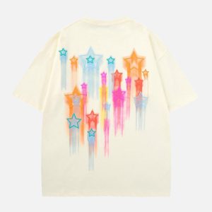 Concert Outfit Colorful Full Of Stars Printed T-Shirt