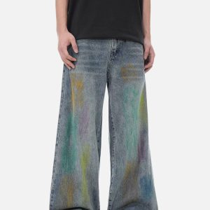 Concert Outfit Colorful Graffiti Jeans