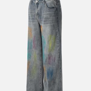 Concert Outfit Colorful Graffiti Jeans