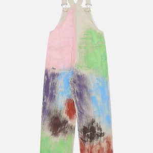 Concert Outfit Colorful Graffiti Overalls
