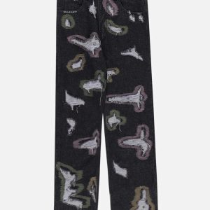 Concert Outfit Colorful Hole Jeans