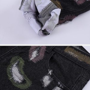 Concert Outfit Colorful Hole Jeans