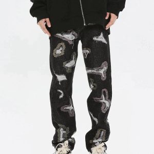 Concert Outfit Colorful Hole Jeans