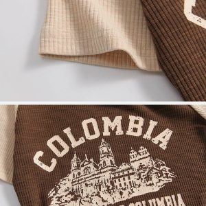 Concert Outfit Contrast Castle Print Cropped Tee