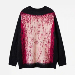 Concert Outfit Contrast Color Cross Sweater