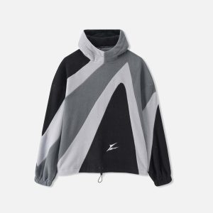 Concert Outfit Contrast Color Panel Embroidery Hoodie