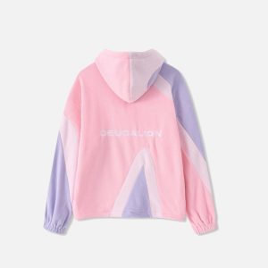 Concert Outfit Contrast Color Panel Embroidery Hoodie