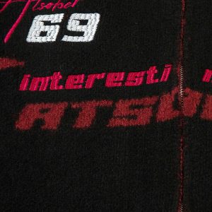 Concert Outfit Contrast Color Racing Zip-Up Cardigan