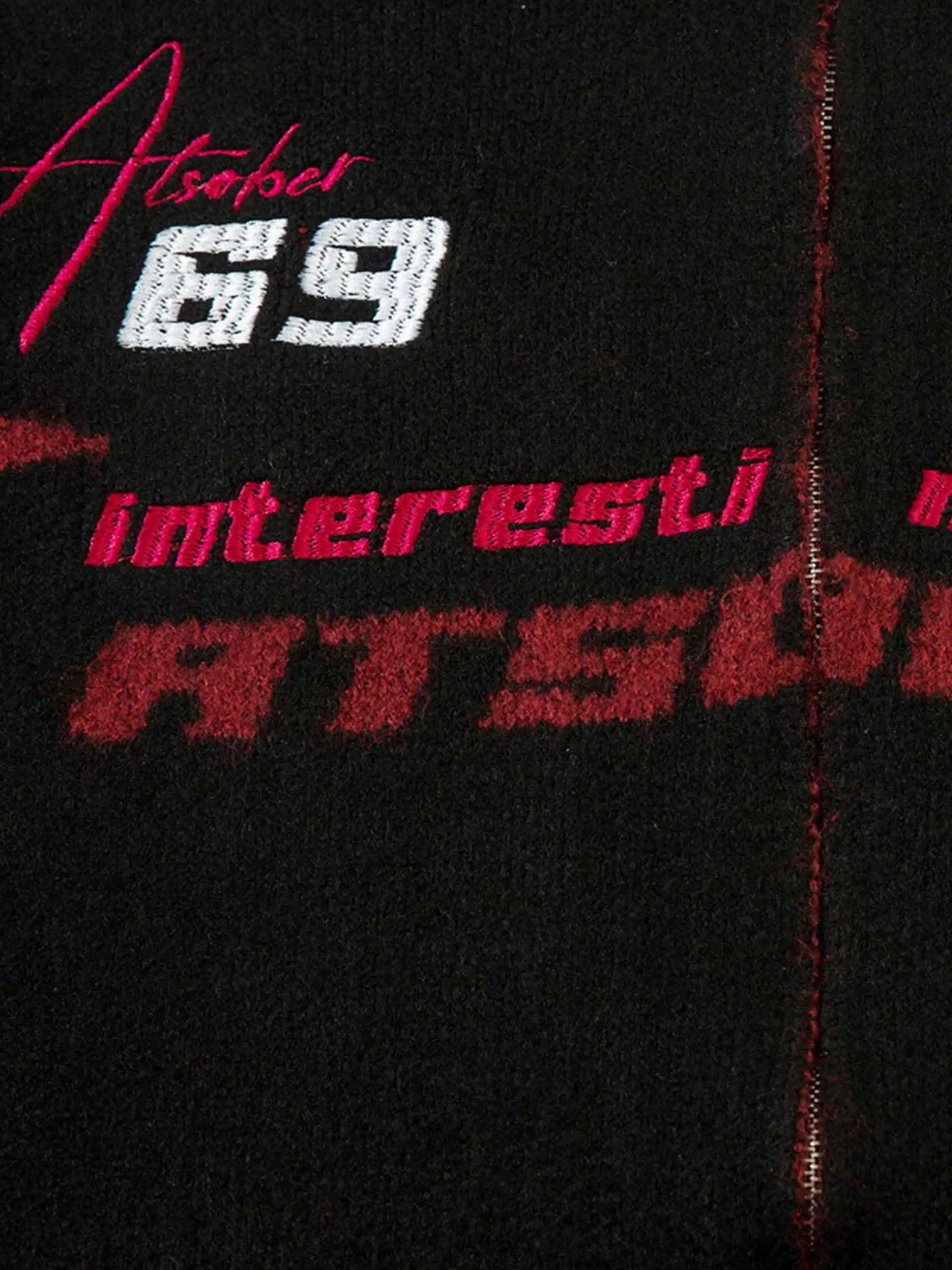 Concert Outfit Contrast Color Racing Zip-Up Cardigan Concert Outfit Contrast Color Racing Zip-Up Cardigan