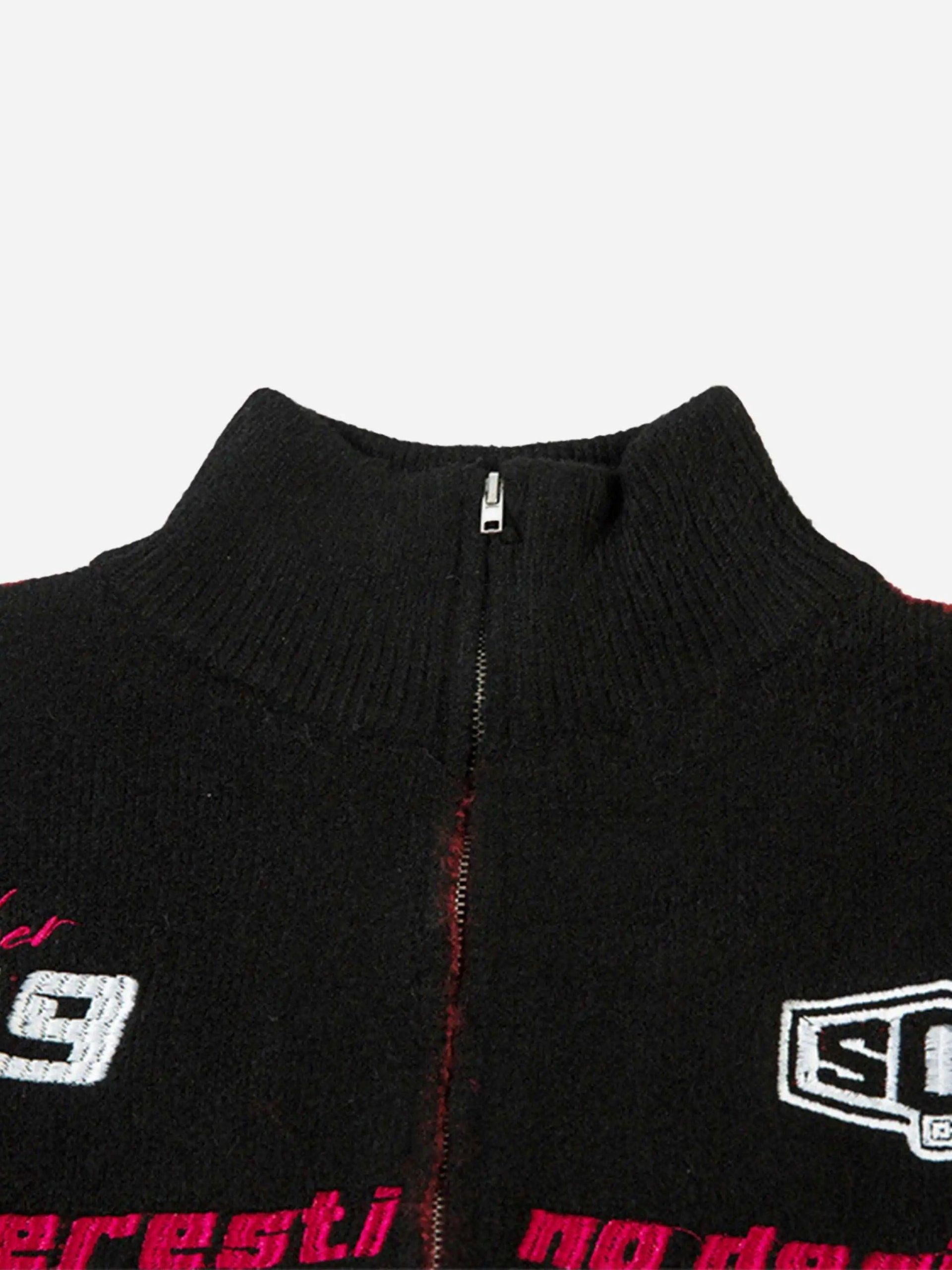 Concert Outfit Contrast Color Racing Zip-Up Cardigan Concert Outfit Contrast Color Racing Zip-Up Cardigan