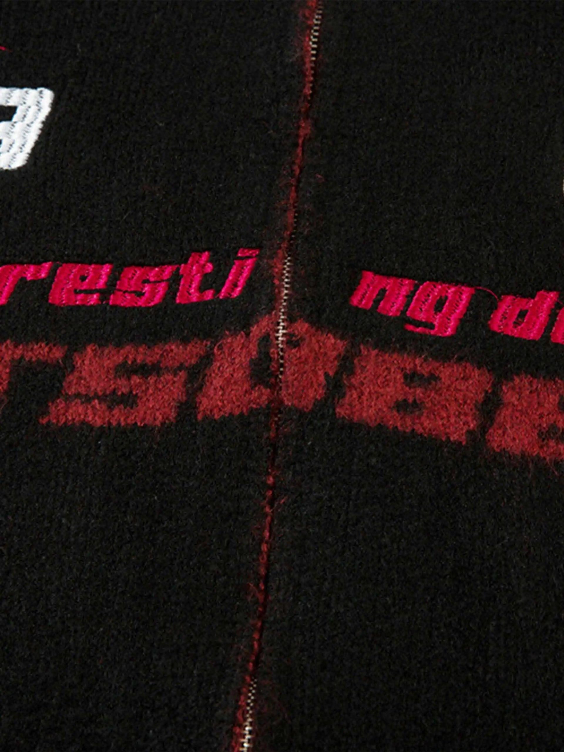 Concert Outfit Contrast Color Racing Zip-Up Cardigan Concert Outfit Contrast Color Racing Zip-Up Cardigan