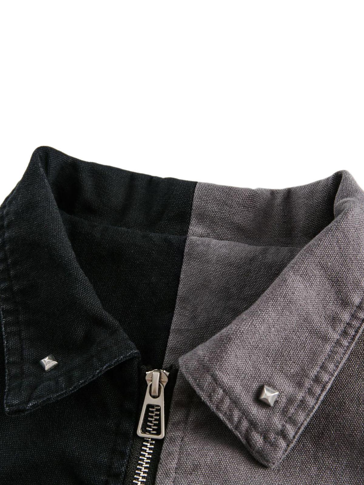 Concert Outfit Contrast Color Spliced Graffiti Zip Up Jacket Concert Outfit Contrast Color Spliced Graffiti Zip Up Jacket