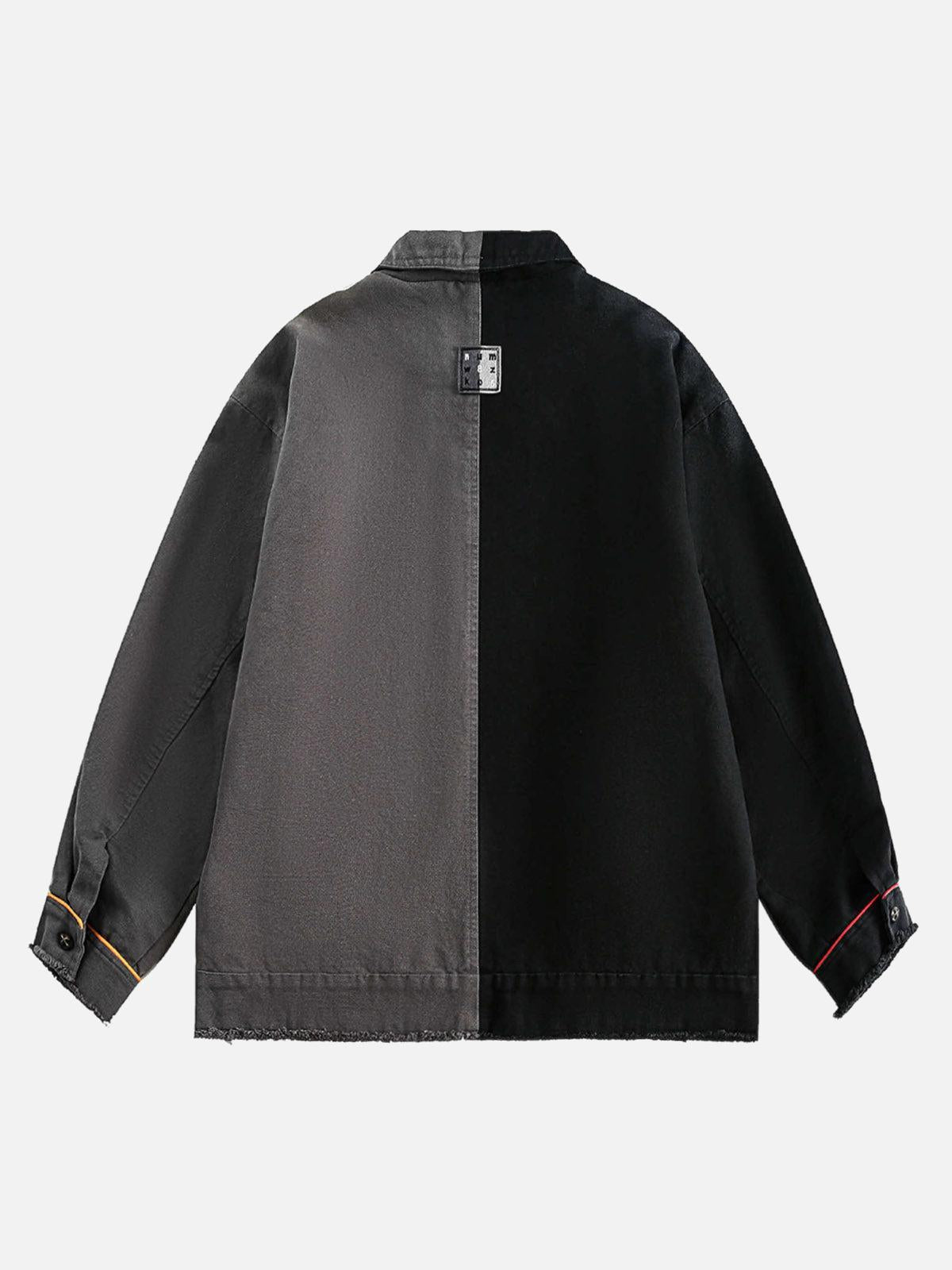 Concert Outfit Contrast Color Spliced Graffiti Zip Up Jacket Concert Outfit Contrast Color Spliced Graffiti Zip Up Jacket