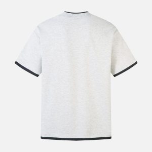 Concert Outfit Contrast Color Stitching Faux Two-Piece T-Shirt