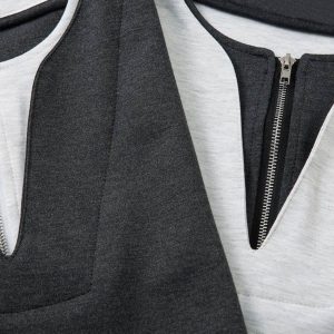 Concert Outfit Contrast Color Stitching Faux Two-Piece T-Shirt