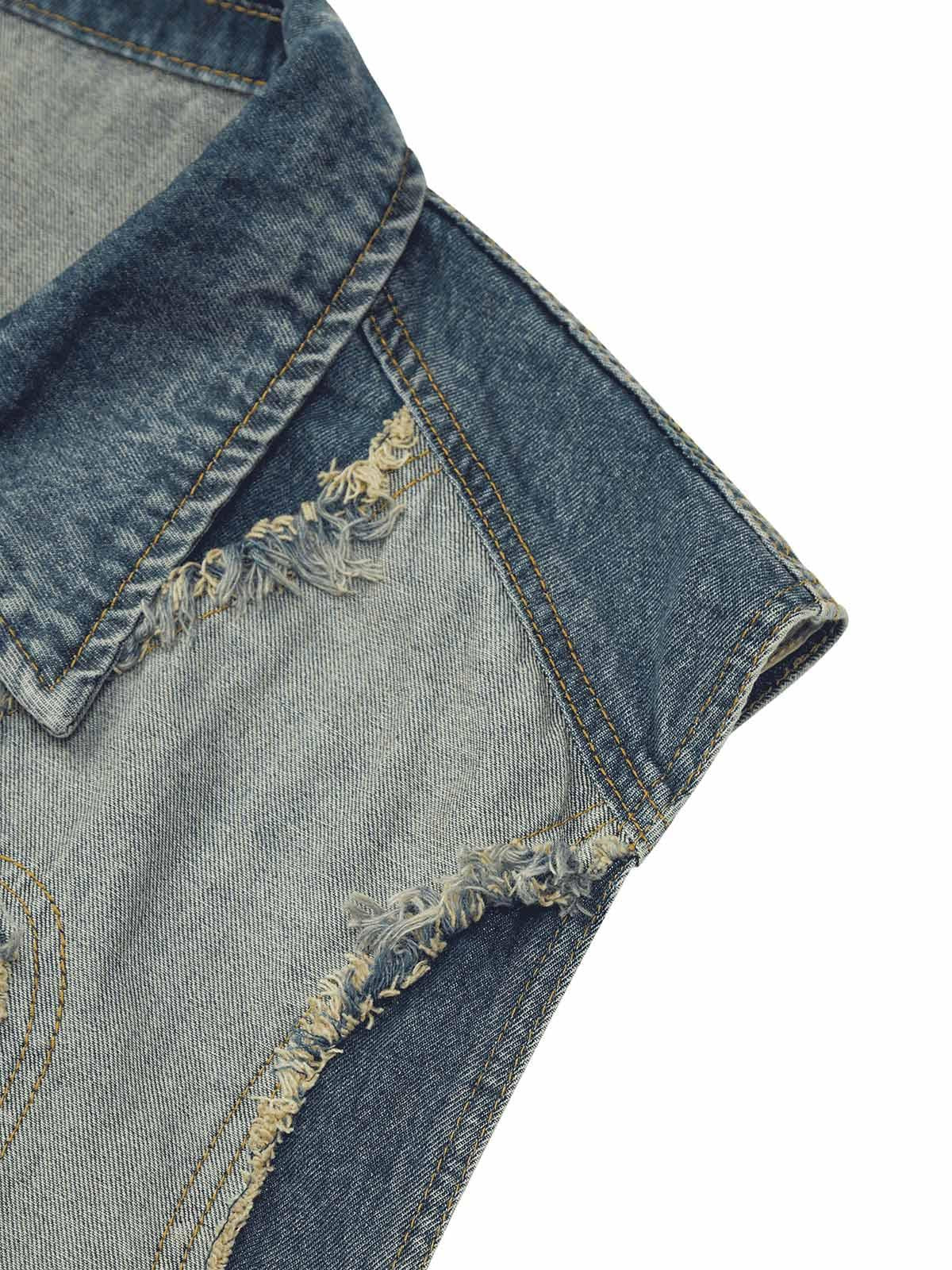 Concert Outfit Contrast Denim Heart Stitching Street Rap Vest Concert Outfit Contrast Denim Heart Stitching Street Rap Vest