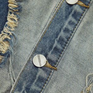 Concert Outfit Contrast Denim Heart Stitching Street Rap Vest