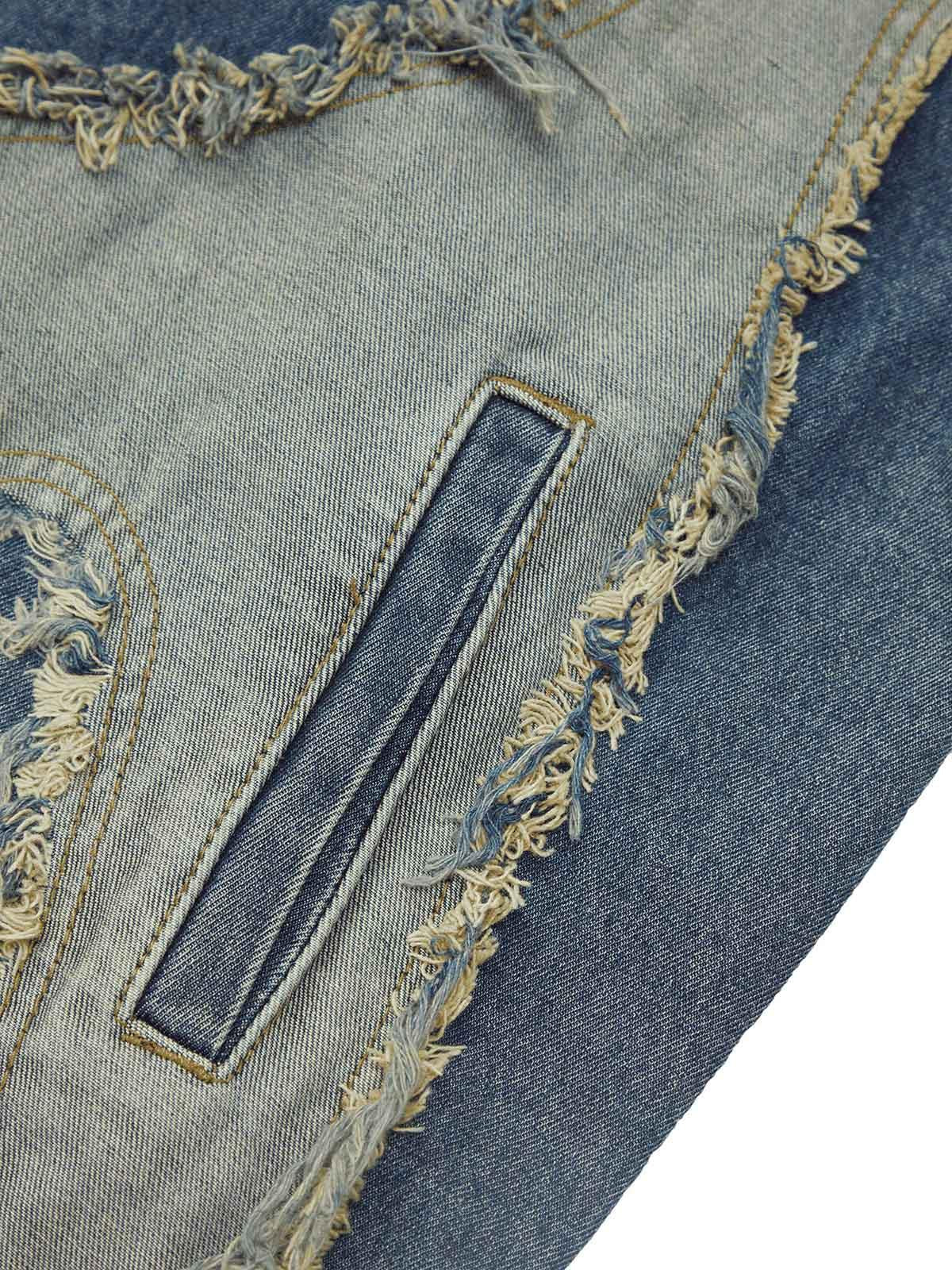 Concert Outfit Contrast Denim Heart Stitching Street Rap Vest Concert Outfit Contrast Denim Heart Stitching Street Rap Vest