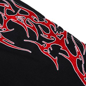 Concert Outfit Contrast Flame Embroidered Baggy Jeans