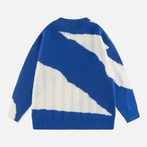 Concert Outfit Contrast Irregular Design Knit Sweater
