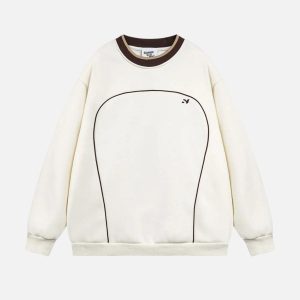 Concert Outfit Contrast Paneled Embroidery Sweatshirt