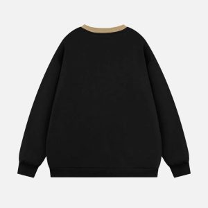 Concert Outfit Contrast Paneled Embroidery Sweatshirt