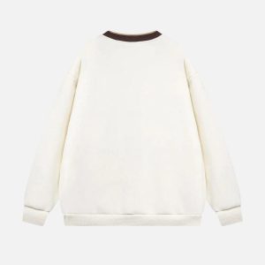 Concert Outfit Contrast Paneled Embroidery Sweatshirt