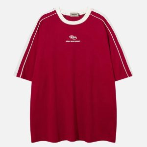 Concert Outfit Contrast Paneled Raglan Sleeve Tee