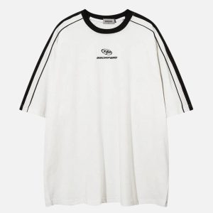 Concert Outfit Contrast Paneled Raglan Sleeve Tee