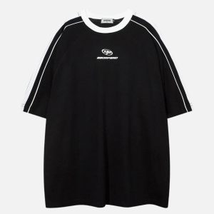 Concert Outfit Contrast Paneled Raglan Sleeve Tee