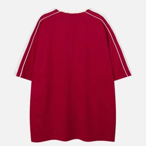 Concert Outfit Contrast Paneled Raglan Sleeve Tee