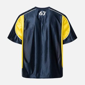 Concert Outfit Contrast Stitching Letter Jersey T-Shirt