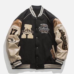 Concert Outfit Contrast Stitching Thicken Varsity Jacket