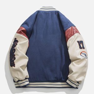 Concert Outfit Contrast Stitching Thicken Varsity Jacket