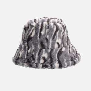 Concert Outfit Contrast Striped Plush Vintage Bucket Hat