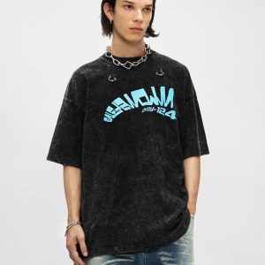 Concert Outfit Crack Letter Print Tee