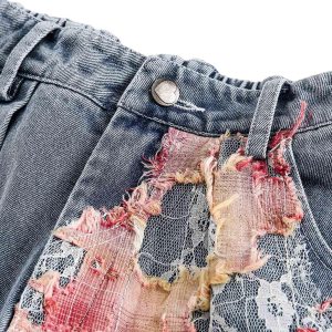 Concert Outfit Craftsmanship Ripped Floral Denim Shorts