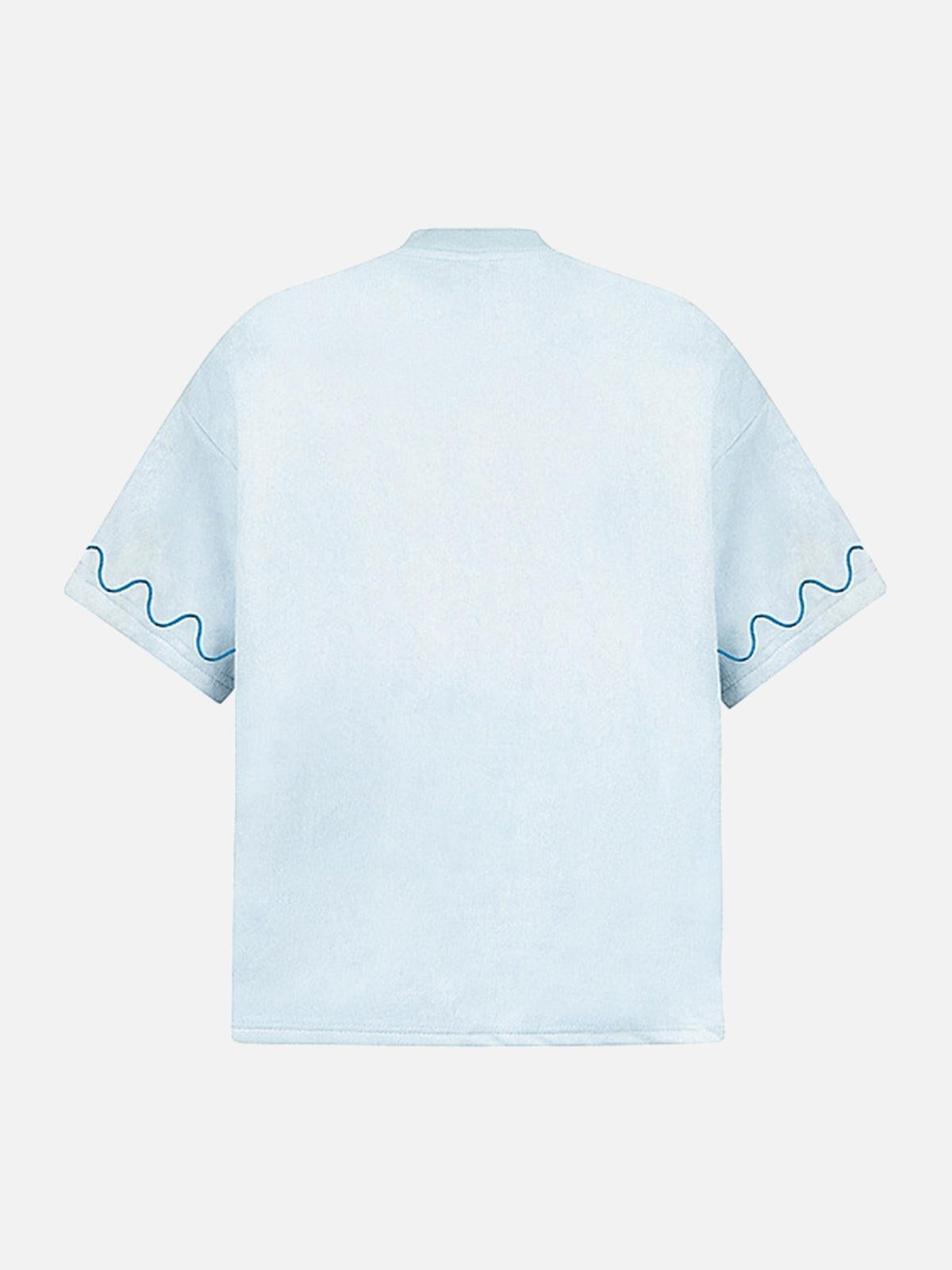 Concert Outfit Cross and Wave Print T-Shirt Concert Outfit Cross and Wave Print T-Shirt