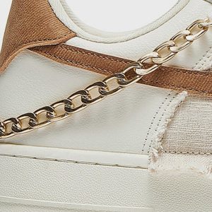 Concert Outfit Cross Graphic Chain Design Raw Edge Casual Shoes