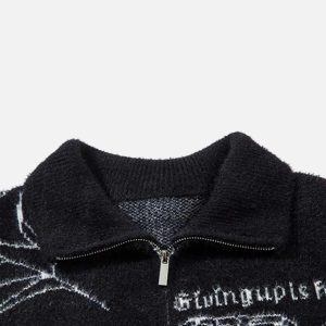 Concert Outfit Cross Heart Butterfly Jacquard Cardigan