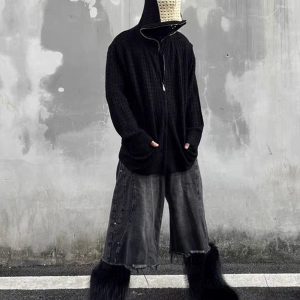 Concert Outfit Cross Jacquard Full Zipper Hooded Jacket