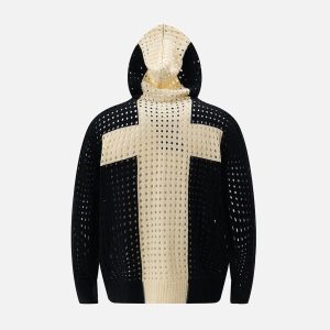 Concert Outfit Cross Jacquard Full Zipper Hooded Jacket