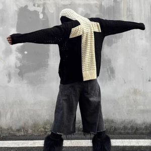 Concert Outfit Cross Jacquard Full Zipper Hooded Jacket