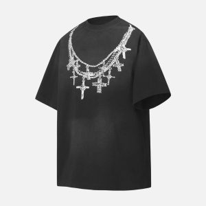 Concert Outfit Cross Necklace Graphic T-Shirt