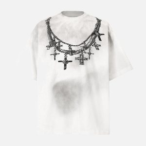 Concert Outfit Cross Necklace Graphic T-Shirt