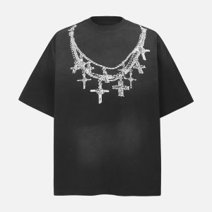 Concert Outfit Cross Necklace Graphic T-Shirt