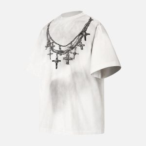 Concert Outfit Cross Necklace Graphic T-Shirt