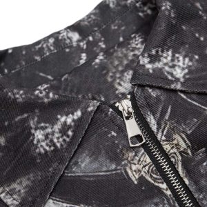 Concert Outfit Cross Printed Zip Up Quilted Bomber Jacket