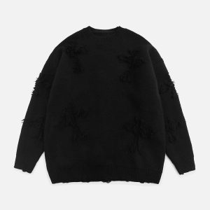 Concert Outfit Crosses Patchwork Sweater