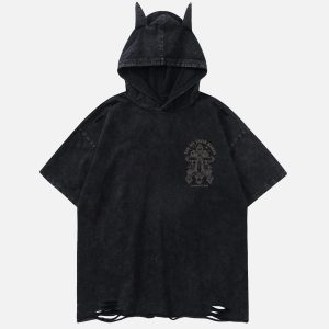 Concert Outfit Crossprint Washed Hooded Tee